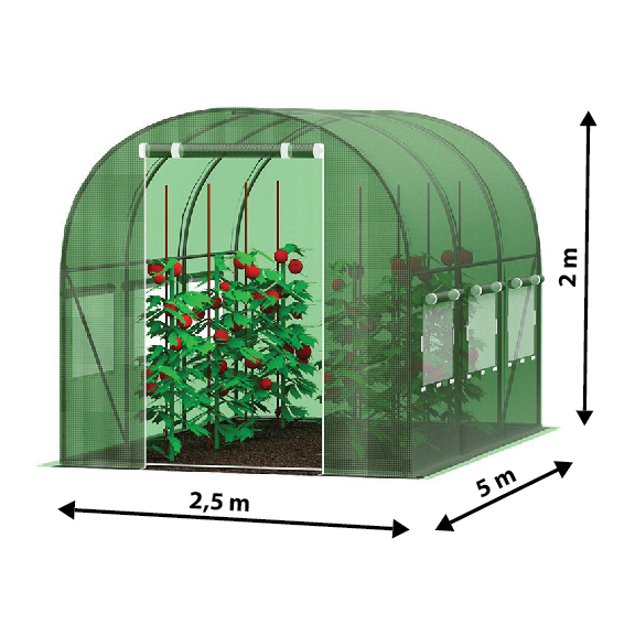 Garten-Foliengewächshaus 2,5x5m mit UV-Filter PREMIUM 